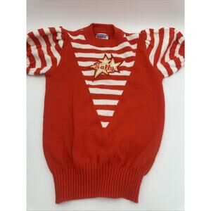 Vtg Cheerleader Supply Co Knit Sweater Shirt USA “Sally” Orange White Small